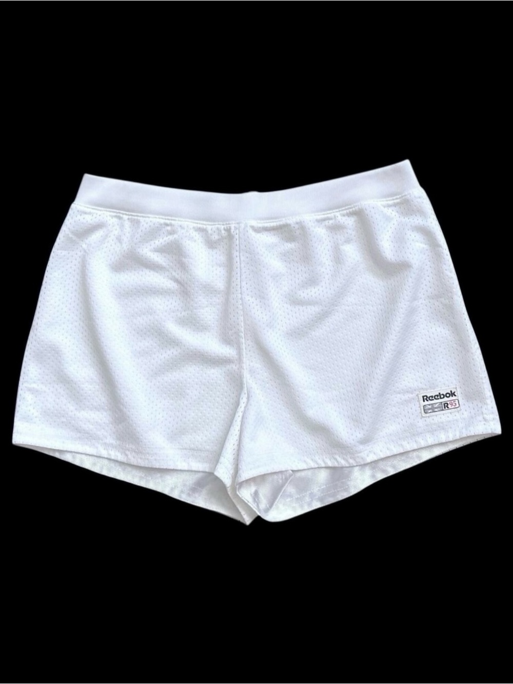 Vintage Reebok R95 Shorts Womens M White Mesh Athletic Gym Running Retro Pull On